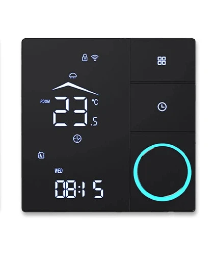 Rotary Knob WiFi Smart Thermostat, LED Touch Screen Heating Controller for Water/Electric Floor Heating & Wall-hung Gas Boiler