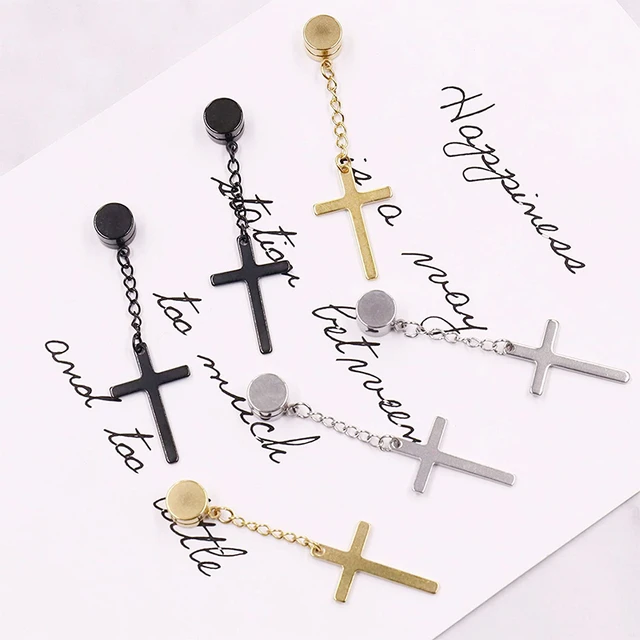 Magnetic cross earrings mens hotsell