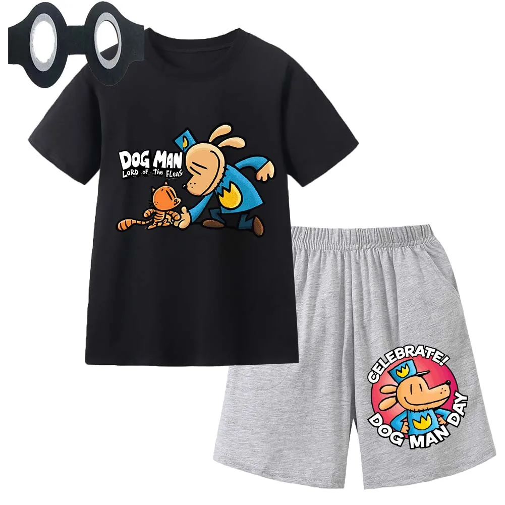 Hot Sale Cartoon Kids TShirt Shorts Mask 3PCS Captain Underpants DogMan Baby Boys Girls Clothe Summer Children Cotton T-Shirt