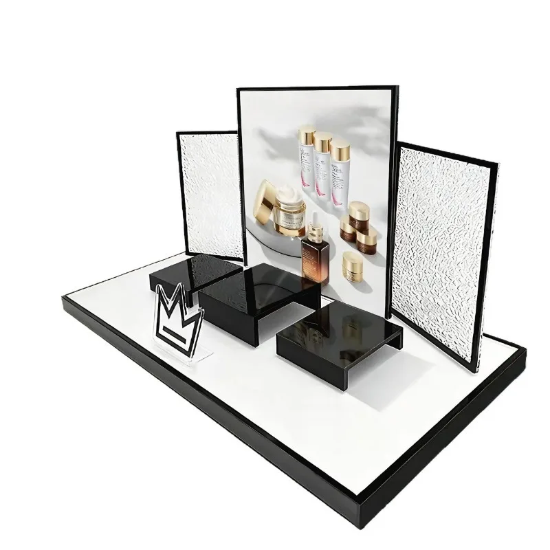 Cosmetics acrylic display rack, beauty salon skin care product display rack