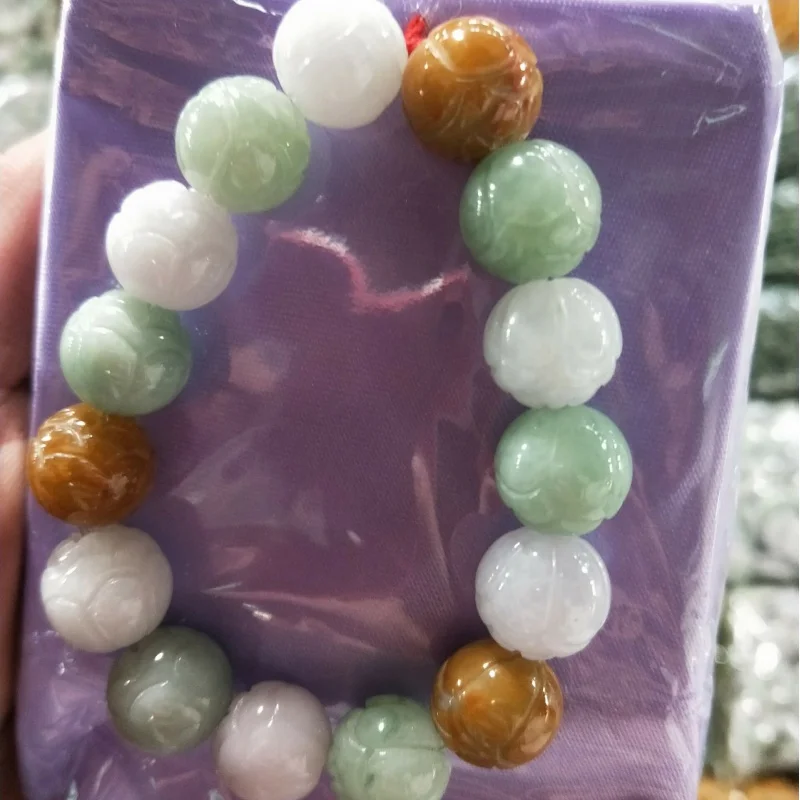 Natural Myanmar Fake Jadeite Crafts Jade Scattered Beads Processing Bracelet Manufacturers Direct Wholesale