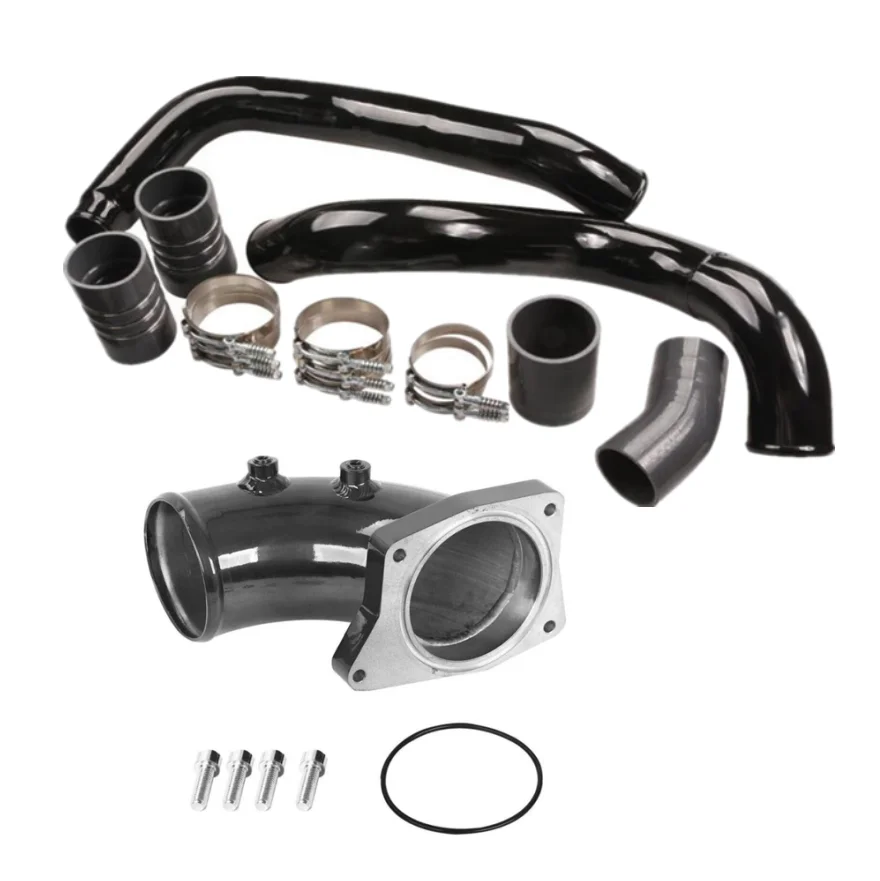 Tubo intercooler turbo e gomito di aspirazione per Ford F250 03-07 6.0L Powerstroke Rosso Nero