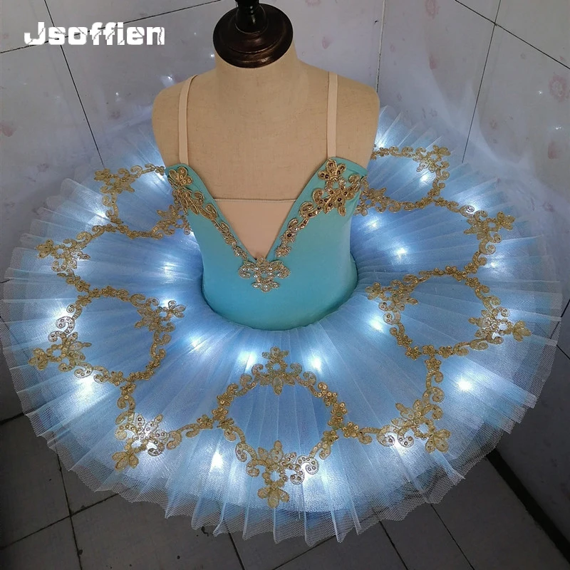 

LED Light Girl Ballet Tutu Dance Dress Swan Lake Ballerina Pancake Tutu Costume Toddler Party Performance Dancewear