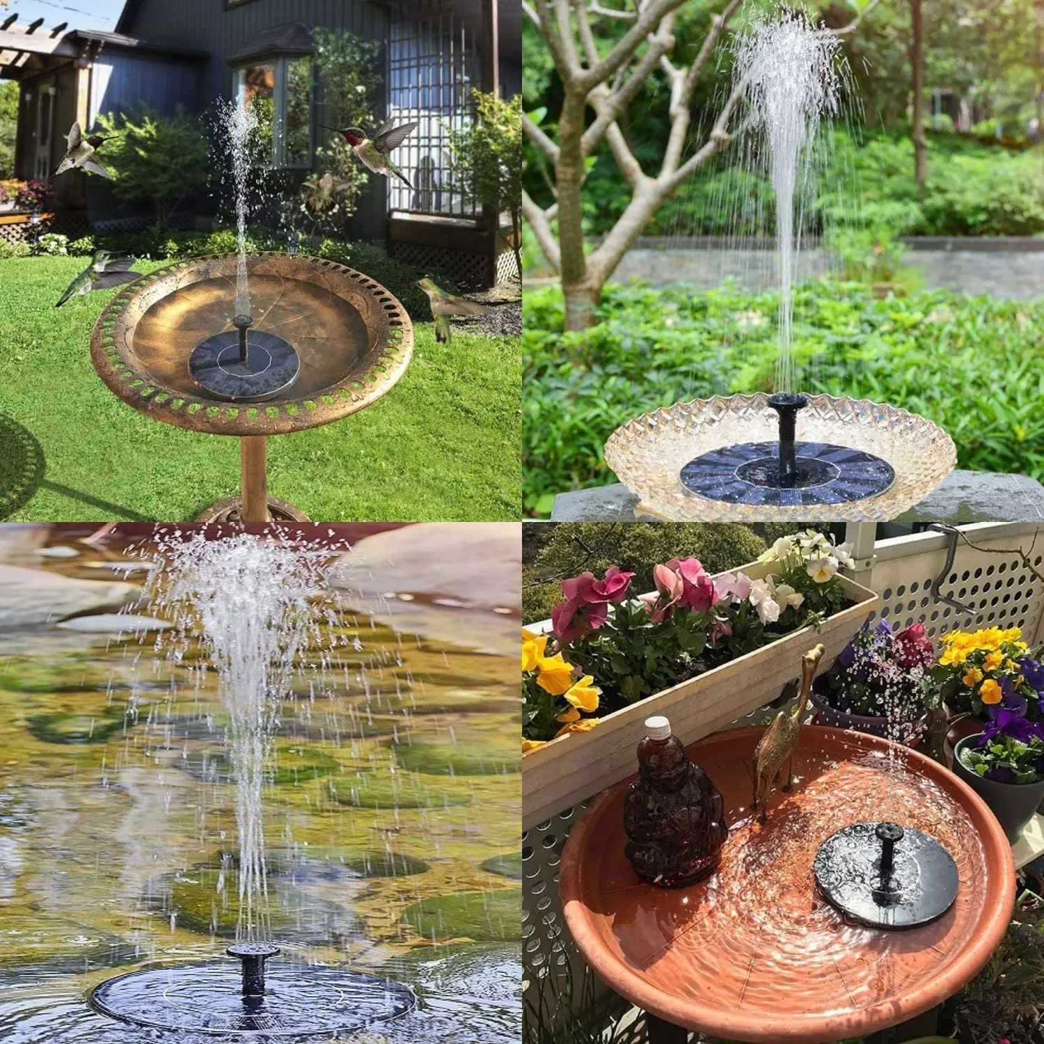 2.5W Solar Fountain Pump Solar Water Pump, AISITIN Floating Fountain with 6 Nozzles, for Bird Bath, Fish tank, Pond