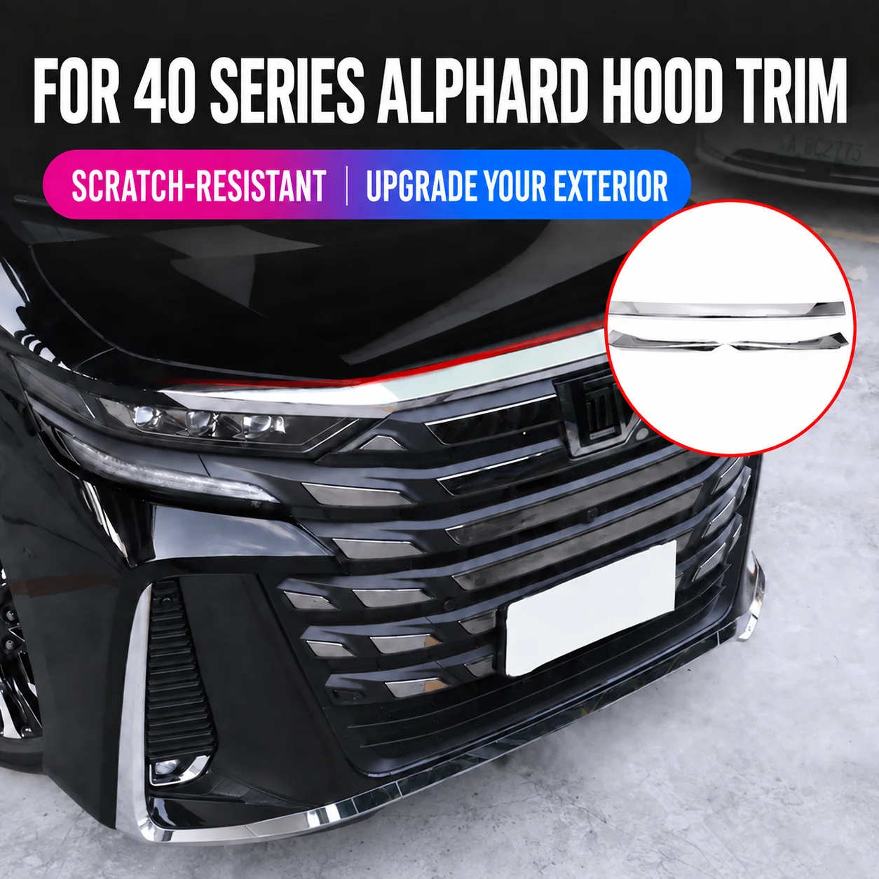 Car Hood Molding Trim Stickers for Toyota Alphard Vellfire 40 Series Stainless Steel Front Bonnet Garnish Strip Auto Accessories