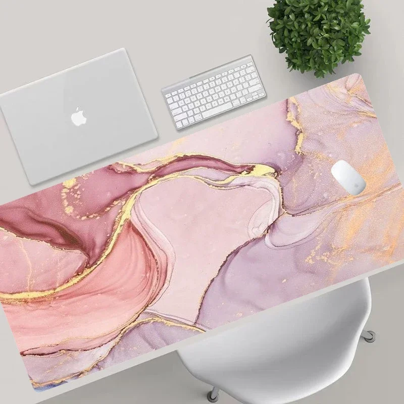 Marble texture mouse pad premium rose gold luxury design soft rubber large desk mat game computer keyboard pink gaming