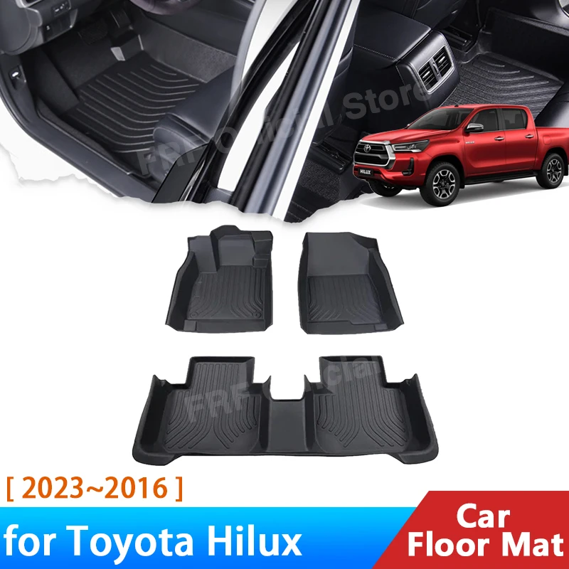 

TPE Car Floor Mat For Toyota Hilux 2016~2023 2022 2021 2019 2018 2017 Accessories Foot Panel Liner Carpet Pad Waterproof Mats 3x