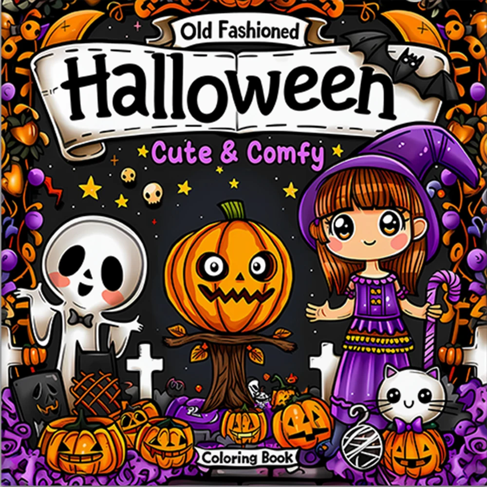 Livre de coloriage d'halloween, papier épais pour adultes et adolescents, mignon et confortable, anti-Stress, livre de dessin créatif et mignon, idée cadeau DIY, 1 pièce ﻿