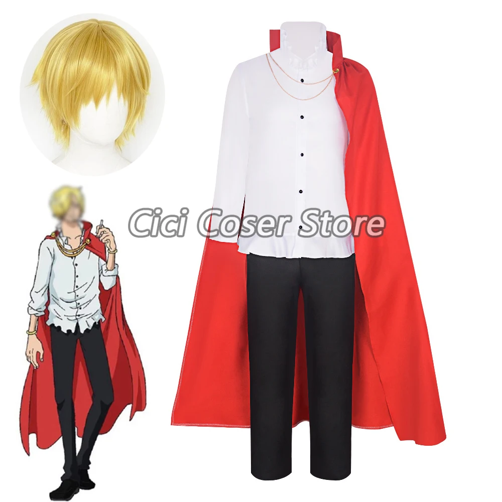 Anime Cake Island Incident Sanji Cosplay Costume Wig Halloween Christmas Party Role Play Uniform Men Woman Adult Suit