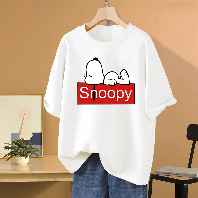 Snoopy Cartoon Anime Men's and Women's T-shirts Spring/Summer T-shirts Leisure Sports Street Couple Student T-shirts