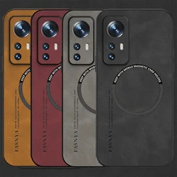 Vintage Magnetic Leather Soft Phone Case Cases For Xiaomi Mi 14 13 13T 12 11 9 Lite 9T 11T 12T Poco F3 F4 F5 Pro Sheepskin Cover