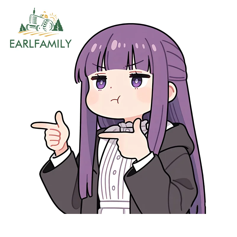 EARLFAMILY Fern Chibi Car Stickers Kawaii Style Cartoon SUV Decals Occlusion Scratch Scratch-Proof PVC Guitar Suitcase Luggage