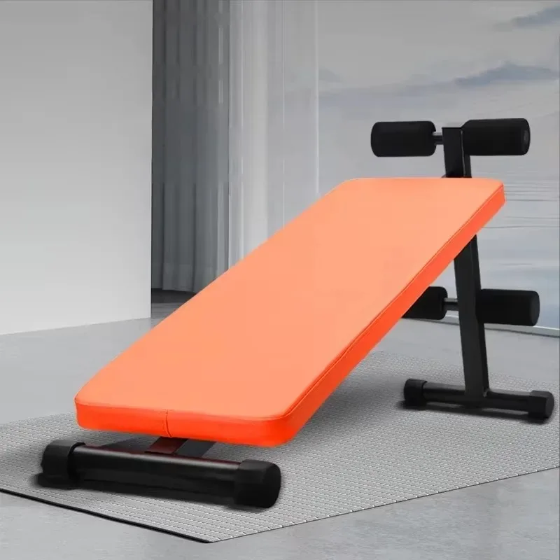 New Orange Home Sit-Up Bench Foldable Design with Triangular Structure for Stability Suitable for Youth, Teenagers, and Adults