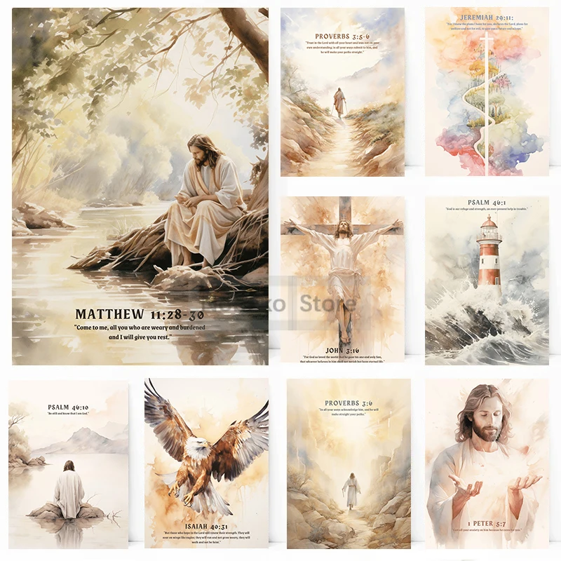 Bible Verse Posters Jesus Inspirational Art Proverbs Quote Prints Canvas Religious Painting Pictures Home Room Christian Decor