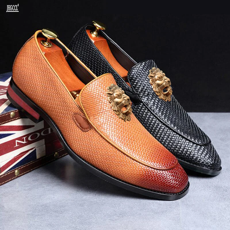 

New men's shoes with woven fringes, trendy shoes, Derby shoes, large-sized business shoes, and European leather shoes A19