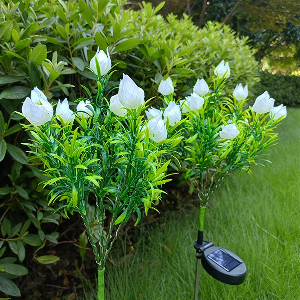 Solar Light LED Garden Lights With 42 LED Lights Artificial Tree Flower Gardenia IP65 Waterproof Landscape Decoration Backyard