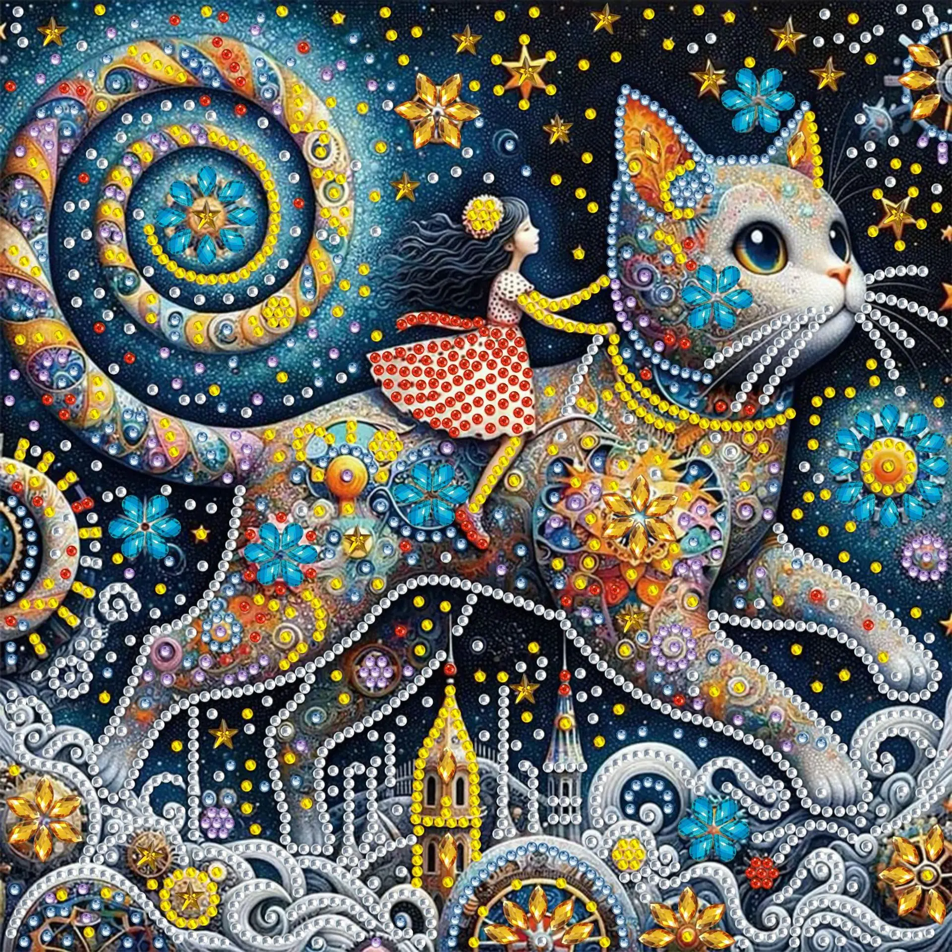 CHENISTORY DIY Partial Special Shaped Drill Diamond Painting Abstract Cat Rhinestone Pictures Animal Embroidery Gift Home Decor