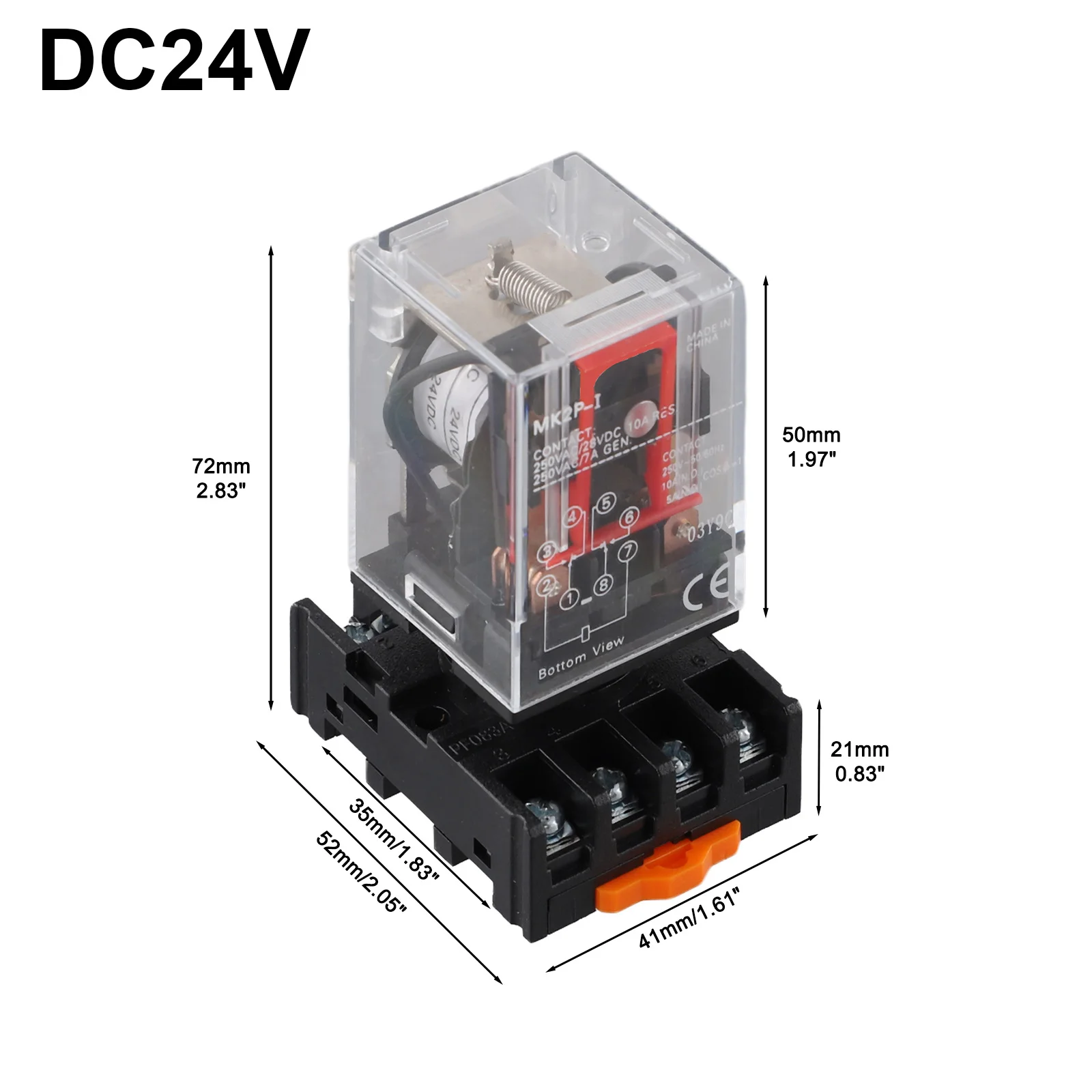 8 Pin Relay With Indicator Led Protection DPDT Relay As Show MK2P-I Relay AC220V Coil Voltage DC12V Coil Voltage