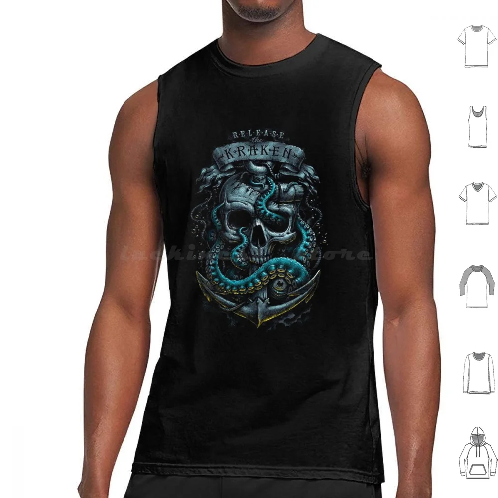 Kraken Tank Tops Vest Sleeveless Kraken Dotwork Art Dotwork Stippling Pointillism Graphic Art Illustration Art In Klouvre