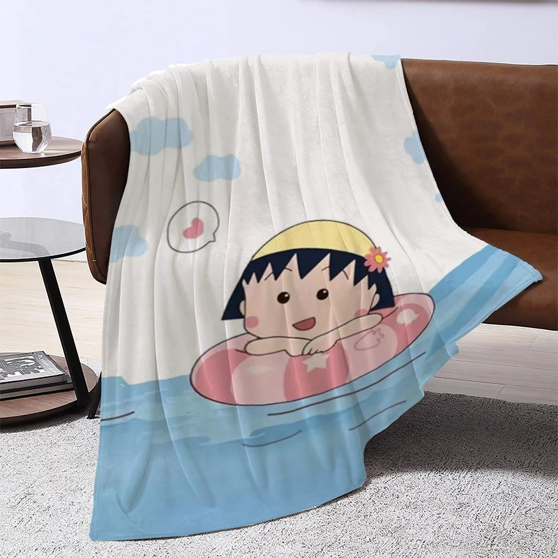 

Cute Chibi Maruko Chan Anime Car Blanket Sofa Winter Fluffy Soft Blankets for Bed Furry 3D Printing Anti-tearing Anti-clumping