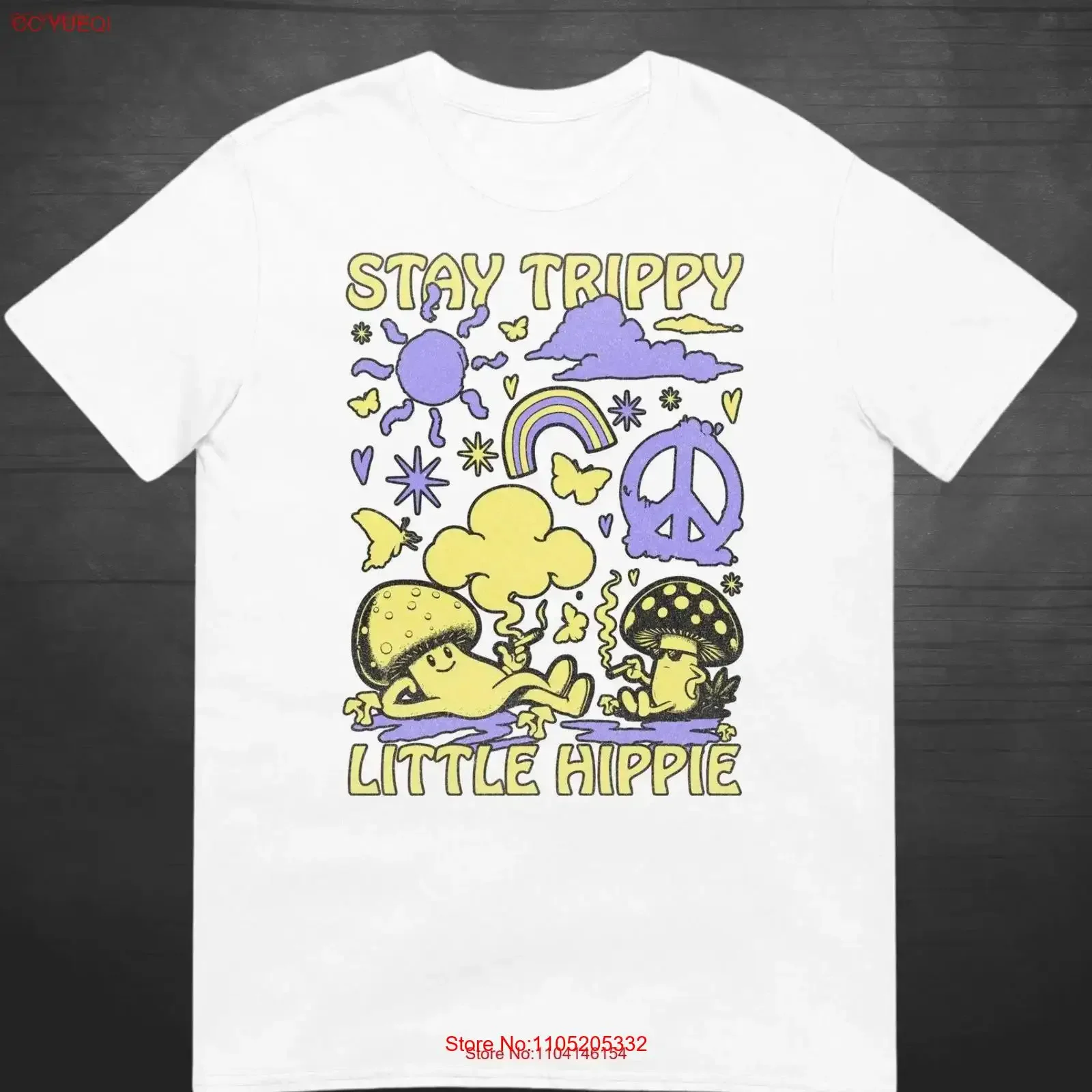 Stay Trippy Little Hippie White T Shirt Magic Mushrooms Psilocybin Consciousness Meditation Psychedelic vintage Washed