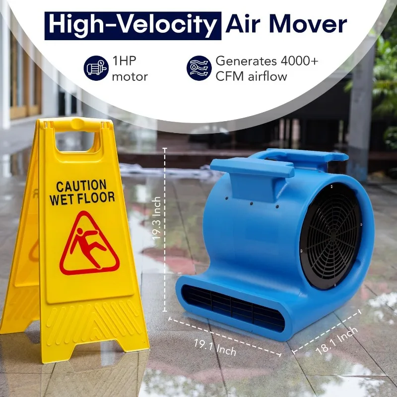 Mounto 3-Speed Air Mover 1hp 4000 + Cfm Monster Vloer Blower Tapijt Drogers Janitoral Vloerdroger Terrasmeubilair