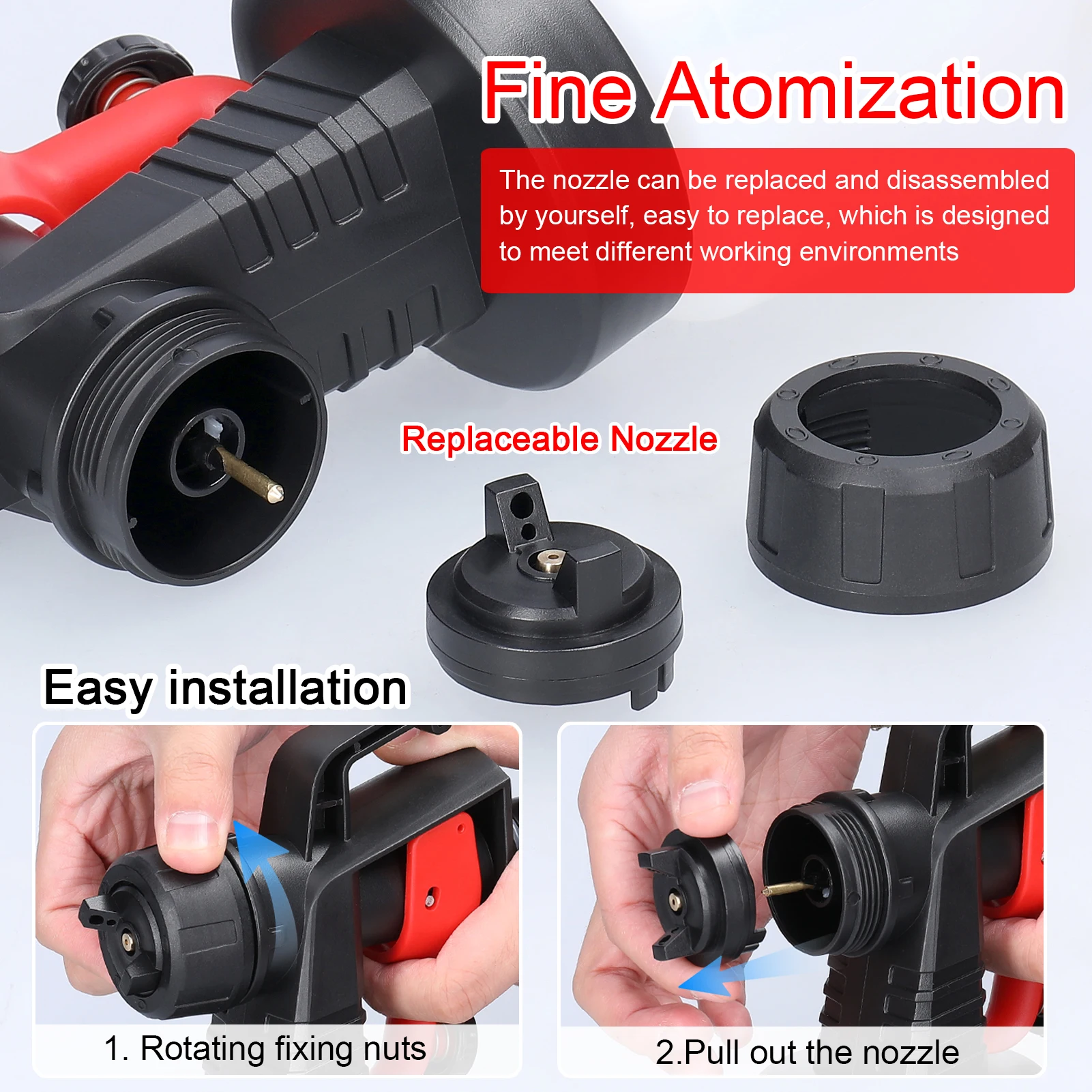 Nueva pistola pulverizadora eléctrica multifuncional de 800ML, herramientas de alta potencia, pulverizador de pintura, pistola pulverizadora eléctrica roja para el hogar