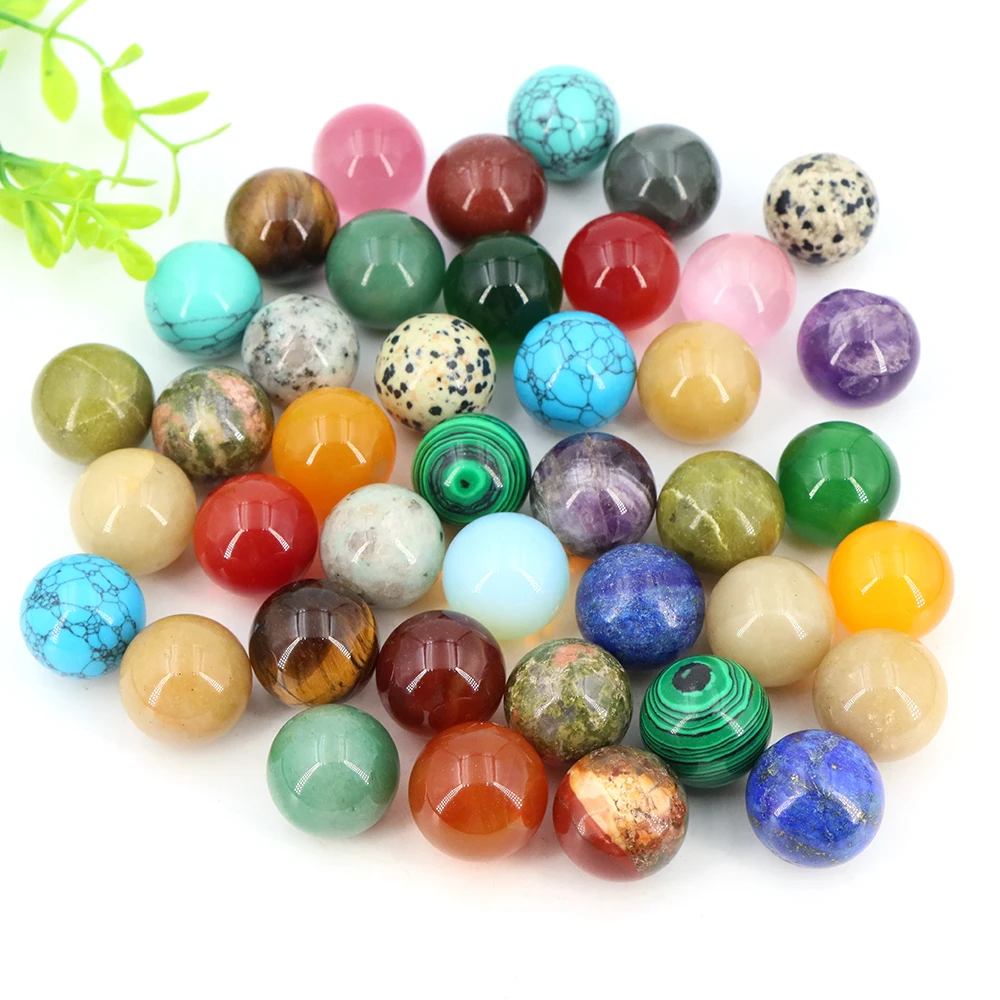 

20mm Natural Stone Round Ball Amethyst Energy Crystal No Holes Bead DIY Gems Sphere for Necklace Bracelet Making Jewelry Gifts