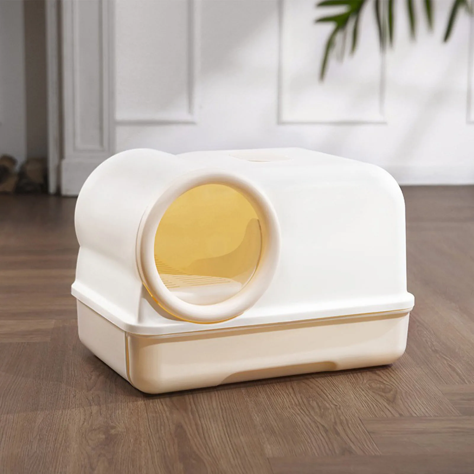 

Cat Litter Box Spill Proof Odor Resistant Corridor Design Enclosed Kitty Litter Box Cat Toilet for Large Cats Kitty Litter Pan
