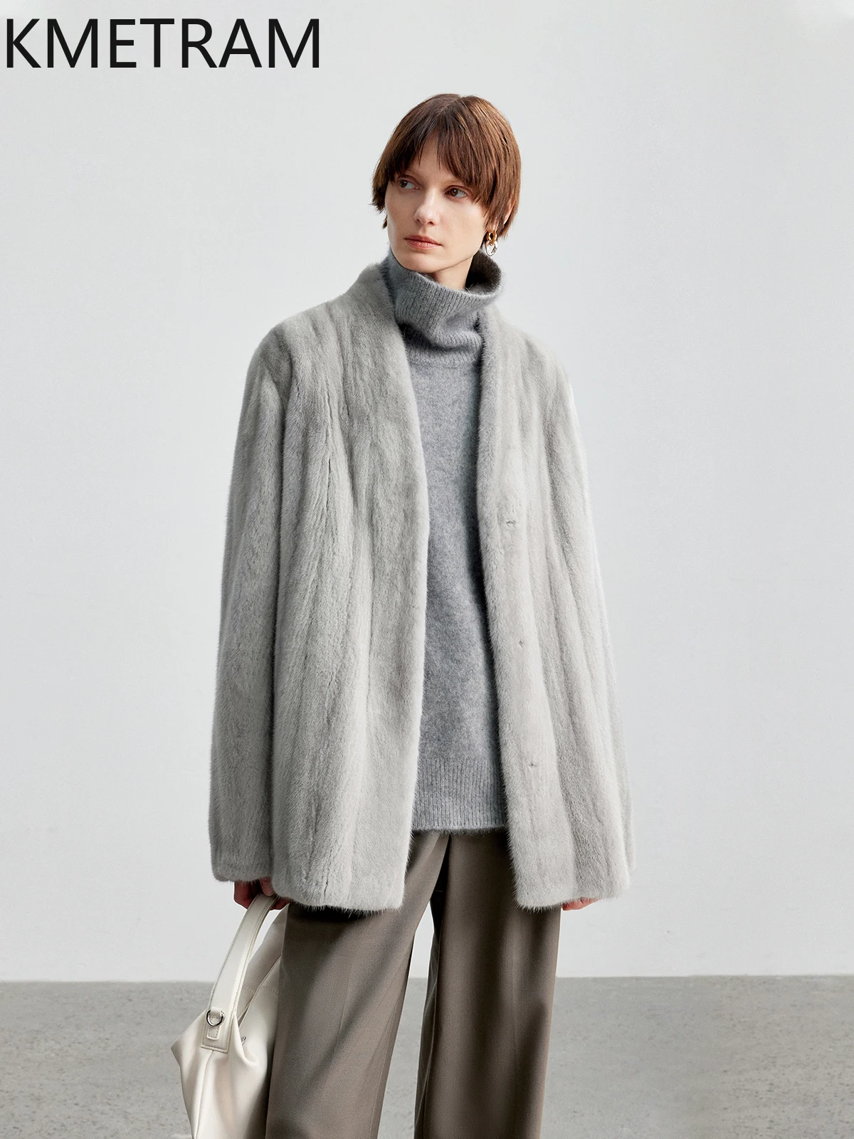 Casaco de pele de vison natural mulher de alta qualidade com decote em v jaqueta de pele real forro de seda amoreira roupas femininas de inverno 2025 шуба ж Dönusen