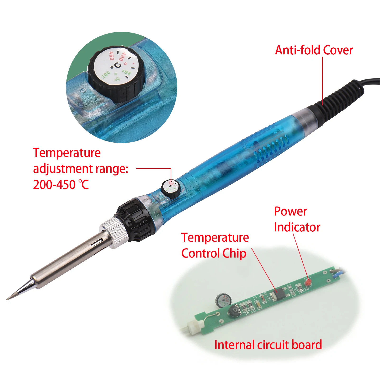 طقم حرق الخشب 53 قطعة درجة حرارة قابلة للتعديل 200-450 ℃   مجموعة أقلام بيروغرافيا لأدوات حرق الخشب مع 28 نصيحة لنقش الخشب