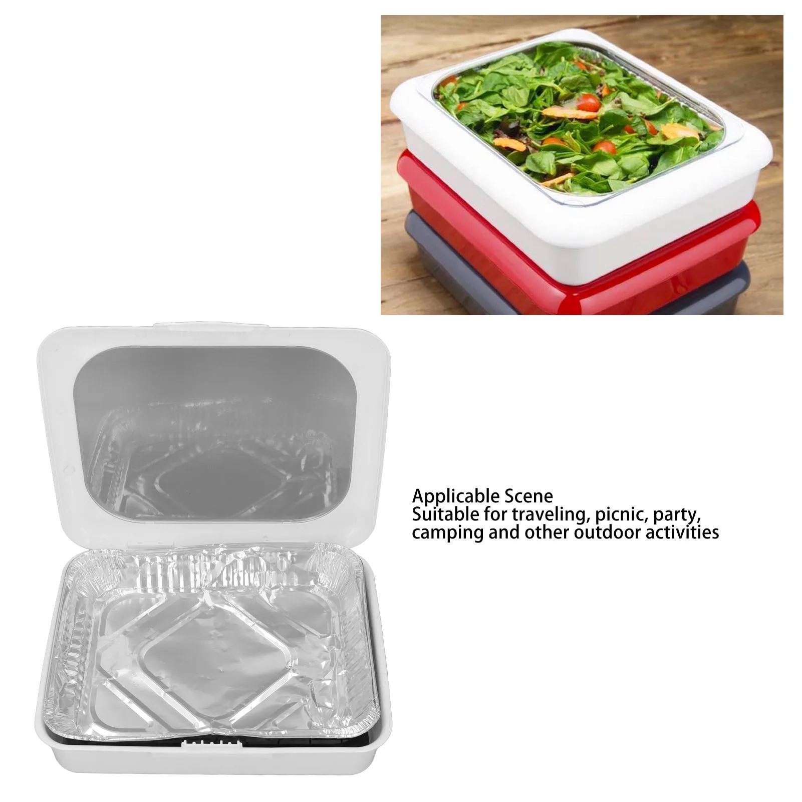 Foil Tray Holder Set Insulation Lightweight Portable Food Foil Dish Pan Carrier with Lid for Camping Picnic Party