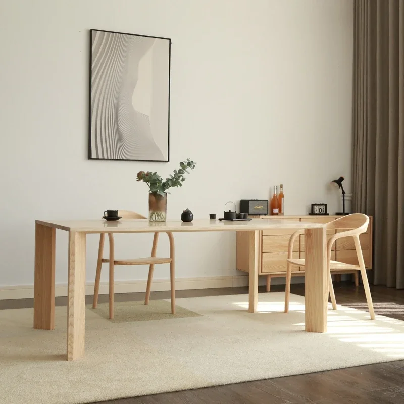 Ash wood solid wood dining table Qingmuidang Japanese simple log style restaurant rectangular eating table workbench