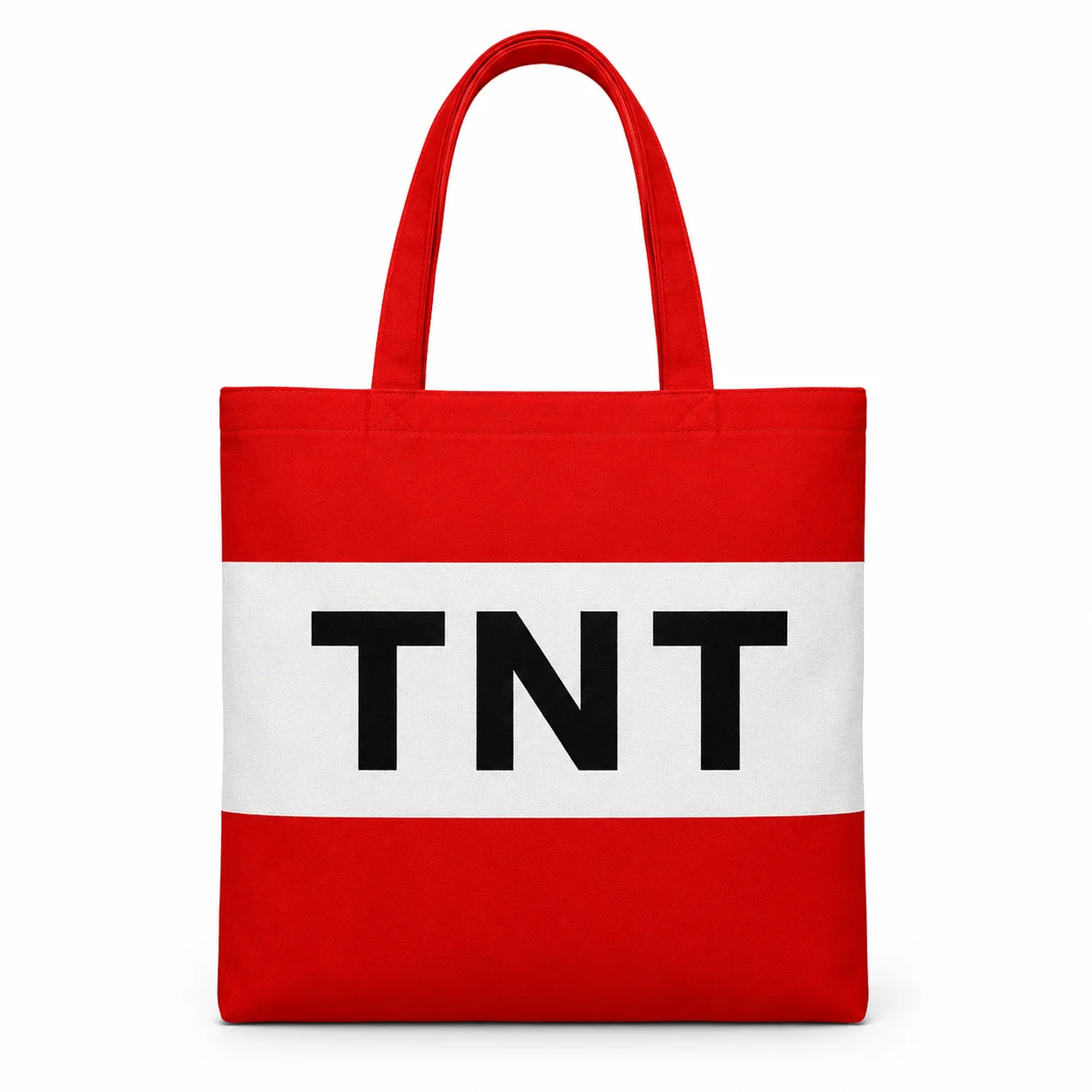 TNT Game Block Print Red Canvas Tote Bag Shoulder Bag Large Capacity Casual Shopping Handbag