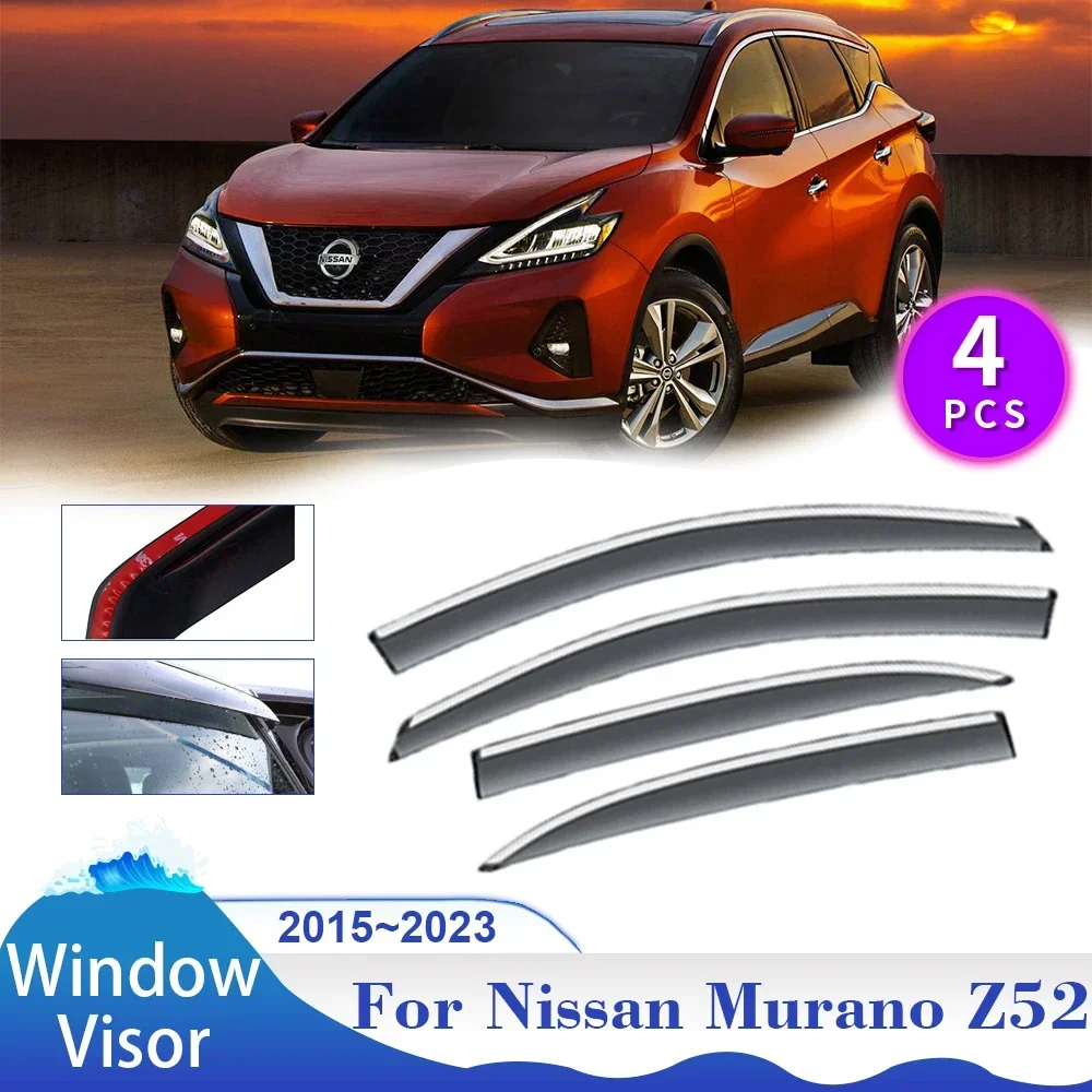 Window Visor for Nissan Murano Z52 P42M 2015~2023 Car Side Vent Smoke Cover Sun Rain Guard Deflector Awning Exterior Accessories