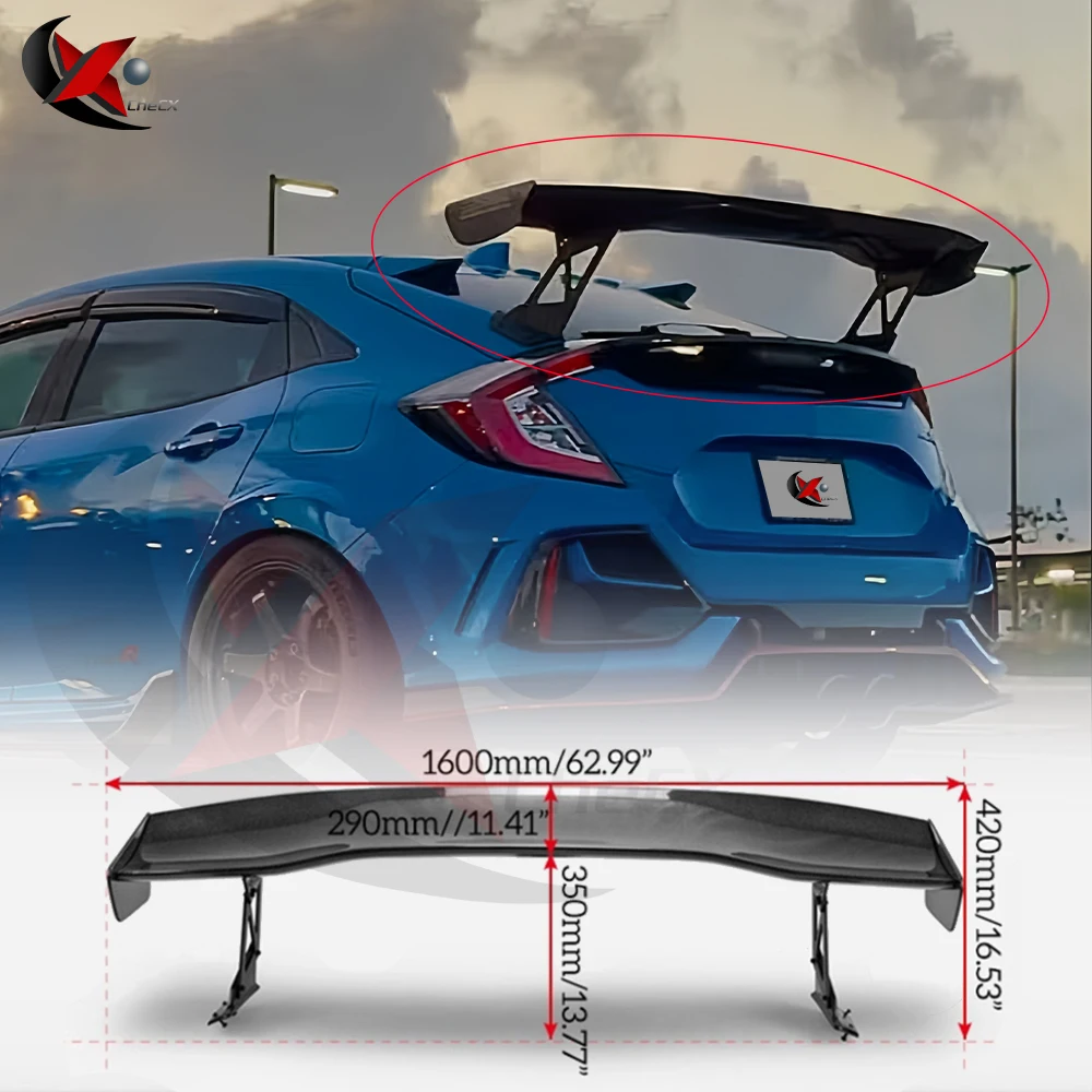 For 2016-2021 Honda Civic FK4 FK7 FK8 TypR Hatchback High-Quality Fiberglass Rear Spoiler Trunk Lid Decorative Cover Rear Wing