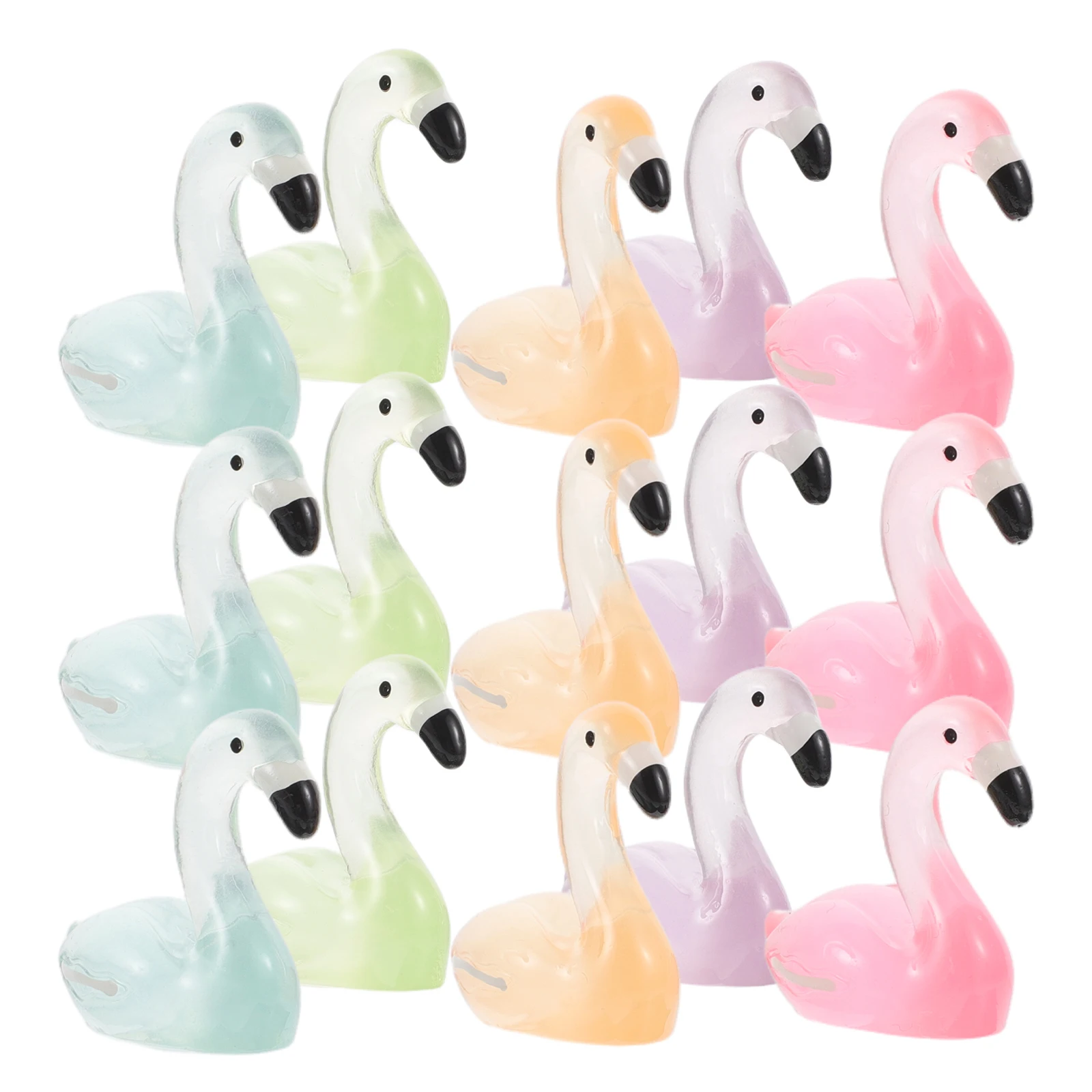 

30pcs Mini Flamingo Decorations Simulated Resin Figurines Home Office Garden Ornaments Miniature Animals