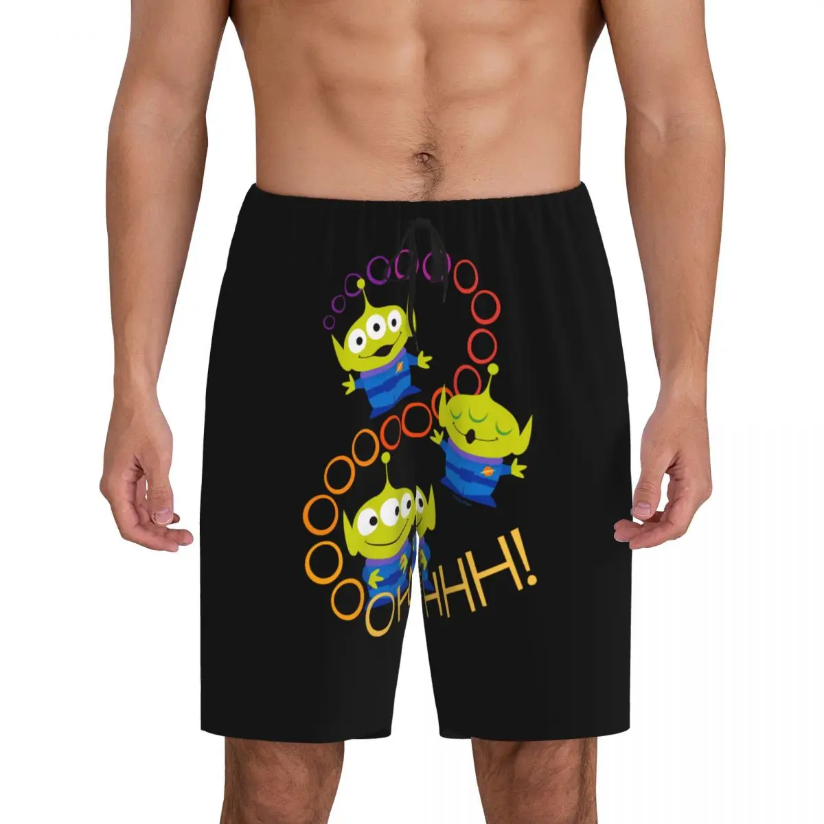 

Custom Cartoon Toy Story Aliens Pajama Bottoms Men's Lounge Sleep Shorts Stretch Sleepwear Pjs with Pockets