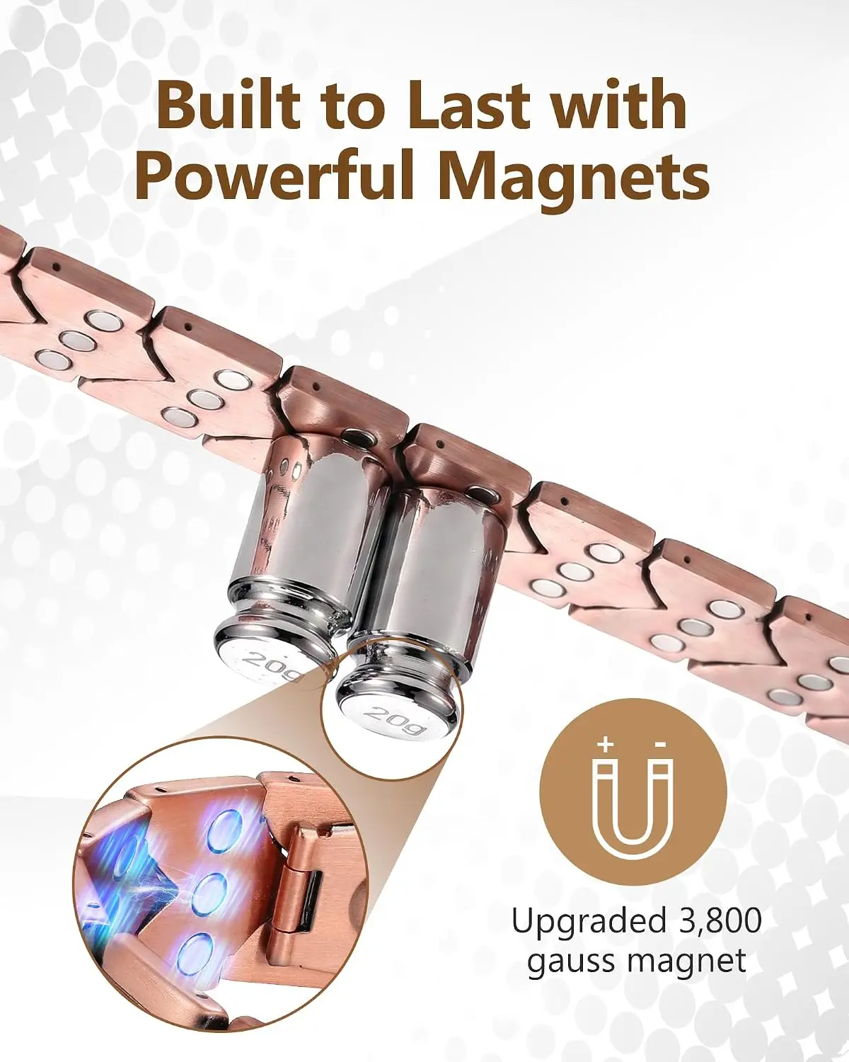 ARADOO Magnetic Copper Bracelet for Men 99.99% Pure Copper Wristband Father's Day Jewelry Gifts