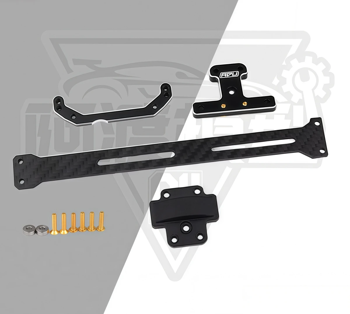 7075 T6 Aluminum Ackerman Steering Plate + Carbon Fiber Upper Deck for LC Racing PTG2R PTG-2R 1/10 RC Rally Car Upgrade Set