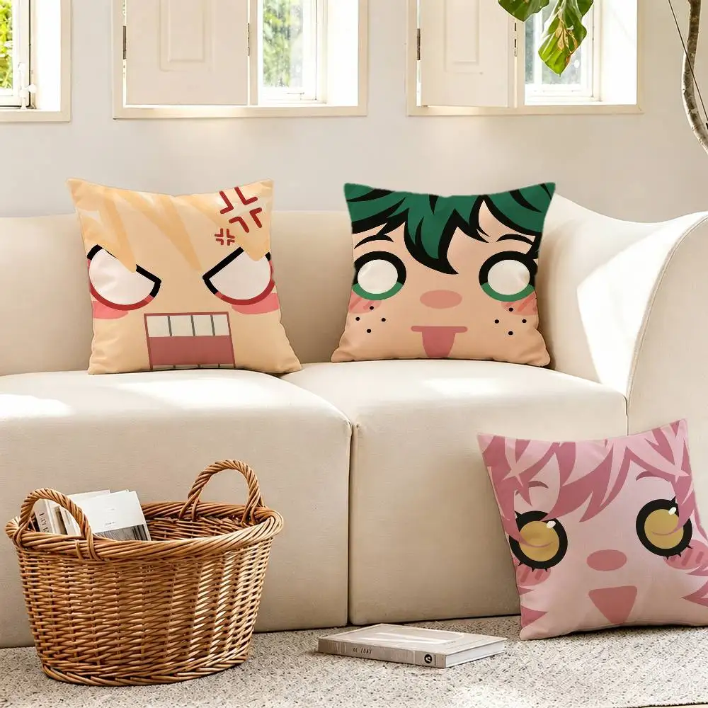 Creative Funny Cartoon Character Izuku Midoriya Katsuki Pillow Case Pattern Printed Pillowcase For Living Room Cushion Cover