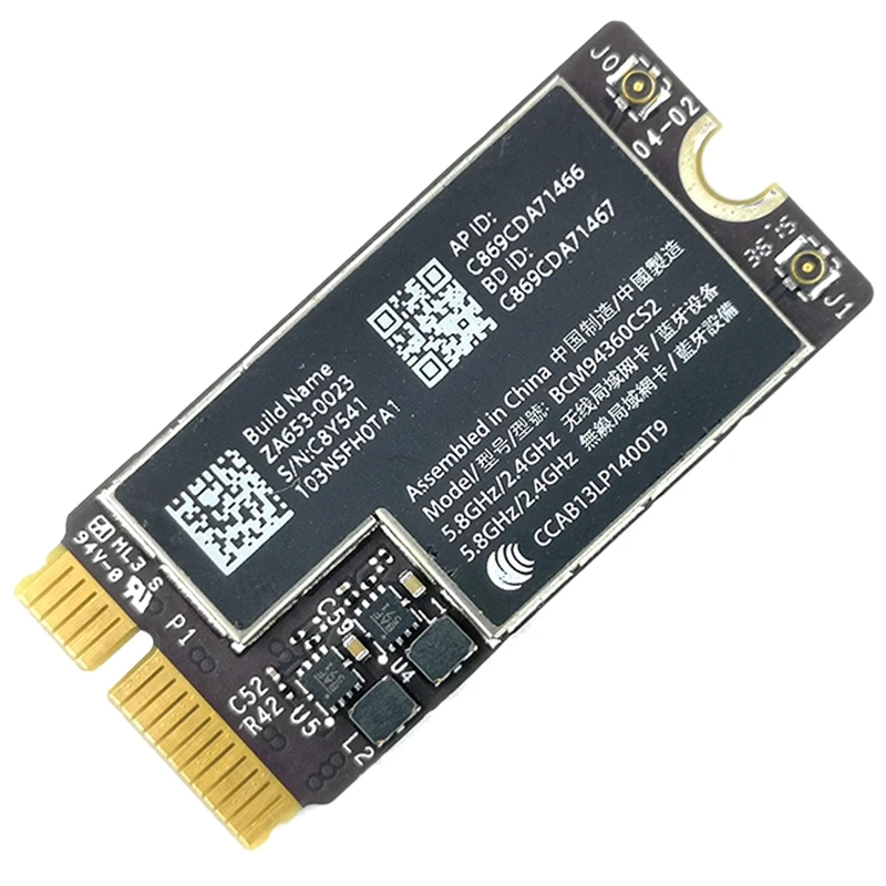 การ์ด802.11Ac สำหรับสนามบินบลูทูธ4.0พร้อมอะแดปเตอร์ PCI-E ขนาดเล็ก BCM94360CS2ใหม่