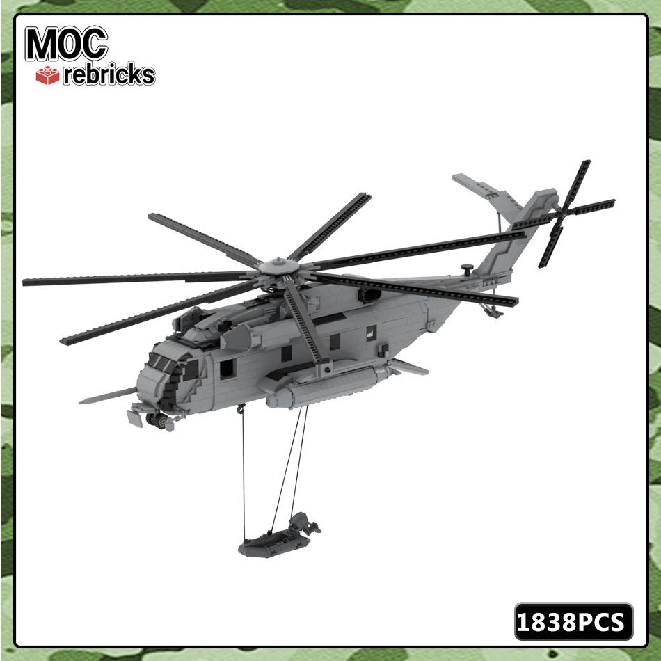 MOC Militaire Serie DIY Bouwsteenmodel Modern BM-CH-53 MiniAircraft Onderdelen Set Kindercadeau Educatief speelgoed