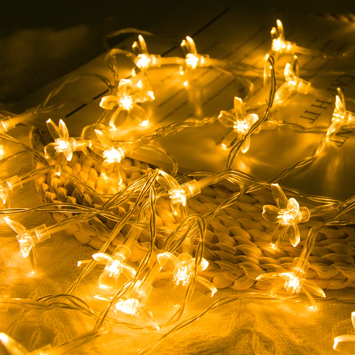 2m/3m Cherry Blossoms String Lights Pink Sakura Flower LED Fairy Lights Garland For Holiday Christmas Wedding Party Decorations