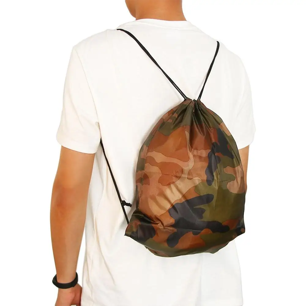 

Fashion Outdoor Thicken Riding Travel Gym Backpack Oxford Bag Portable Sports Bag Camouflage Drawstring Bag