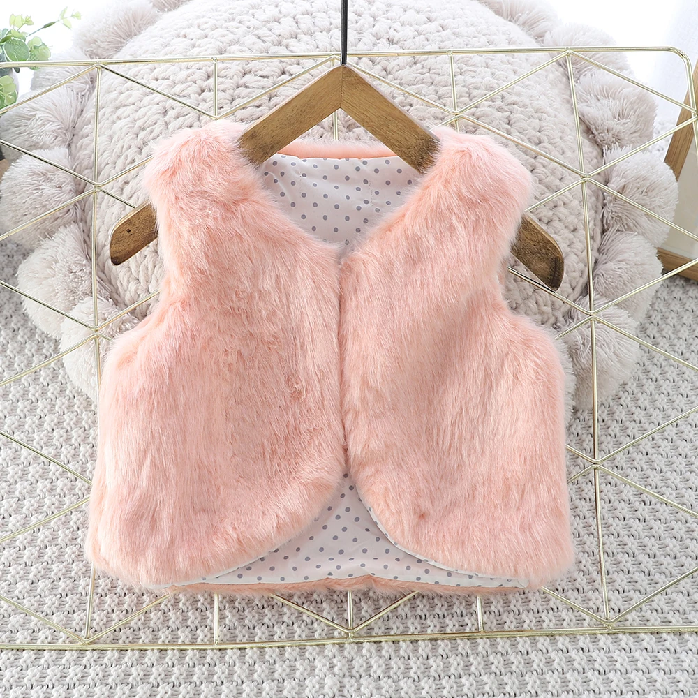 Baby Girls Clothing Children\'s Vest Autumn And Winter Fluffy Warm Vest Cute Baby Clothes