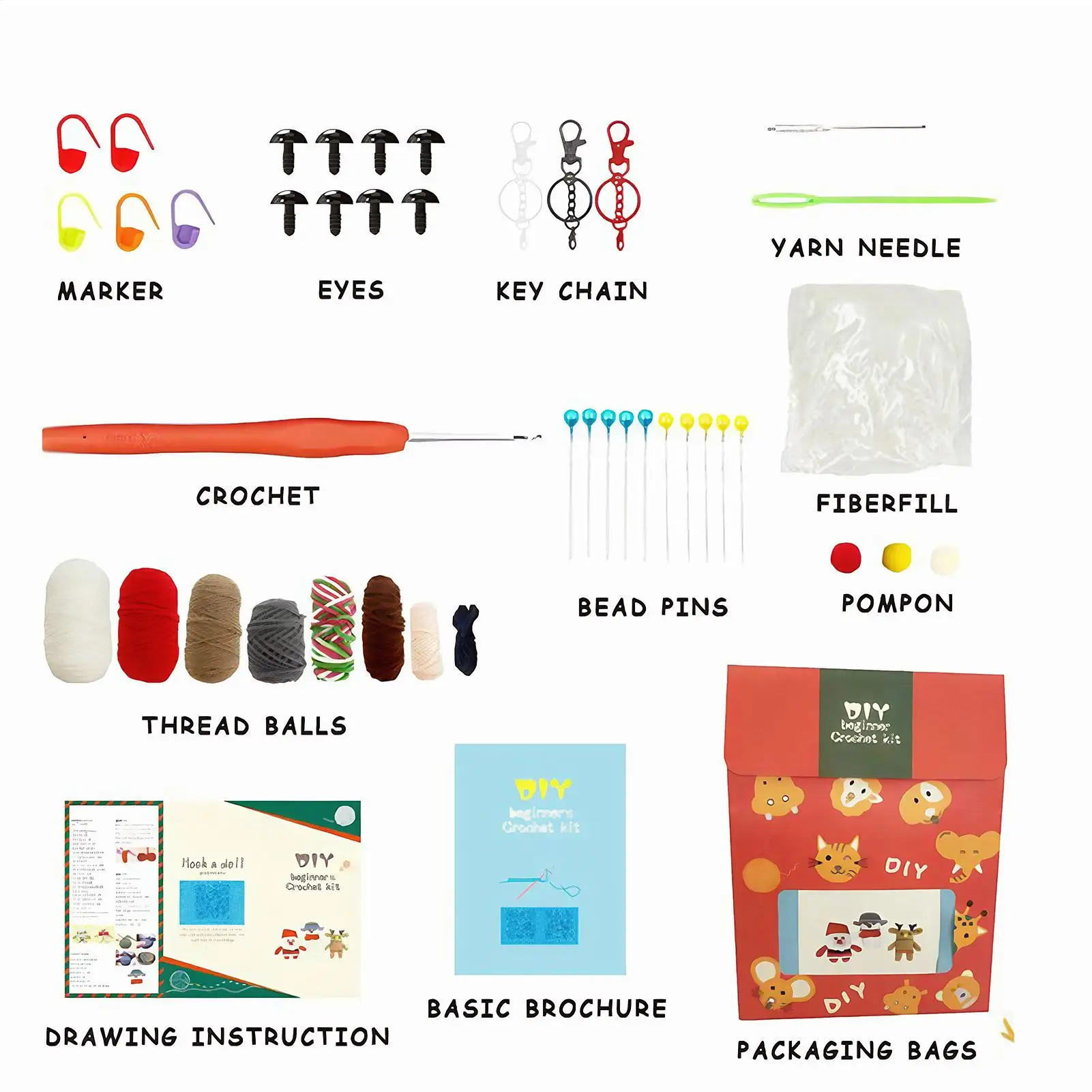 المبتدئين عيد الميلاد الكروشيه عدة DIY بها بنفسك الحرفية مجموعة سهلة الكروشيه عدة عطلة دمية للبالغين المراهقين DIY المتحمسين المبتدئين الحرفية #5