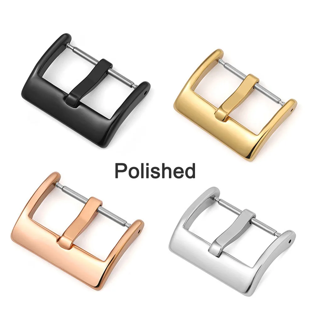 Metal Watch Buckle for Seiko Strap 20mm 22mm 24mm 16mm 18mm Solid Button for Casio Calsp Gold Steel Matte Polished Square Clasps