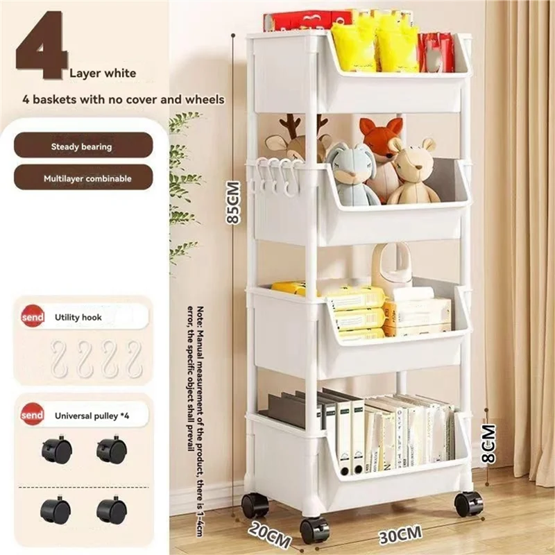 M-Modern-Household Snacks Storage Bookshelf, Trolley Storage Rack, Storage Rack Kitchen Fruit And Vegetable Basket