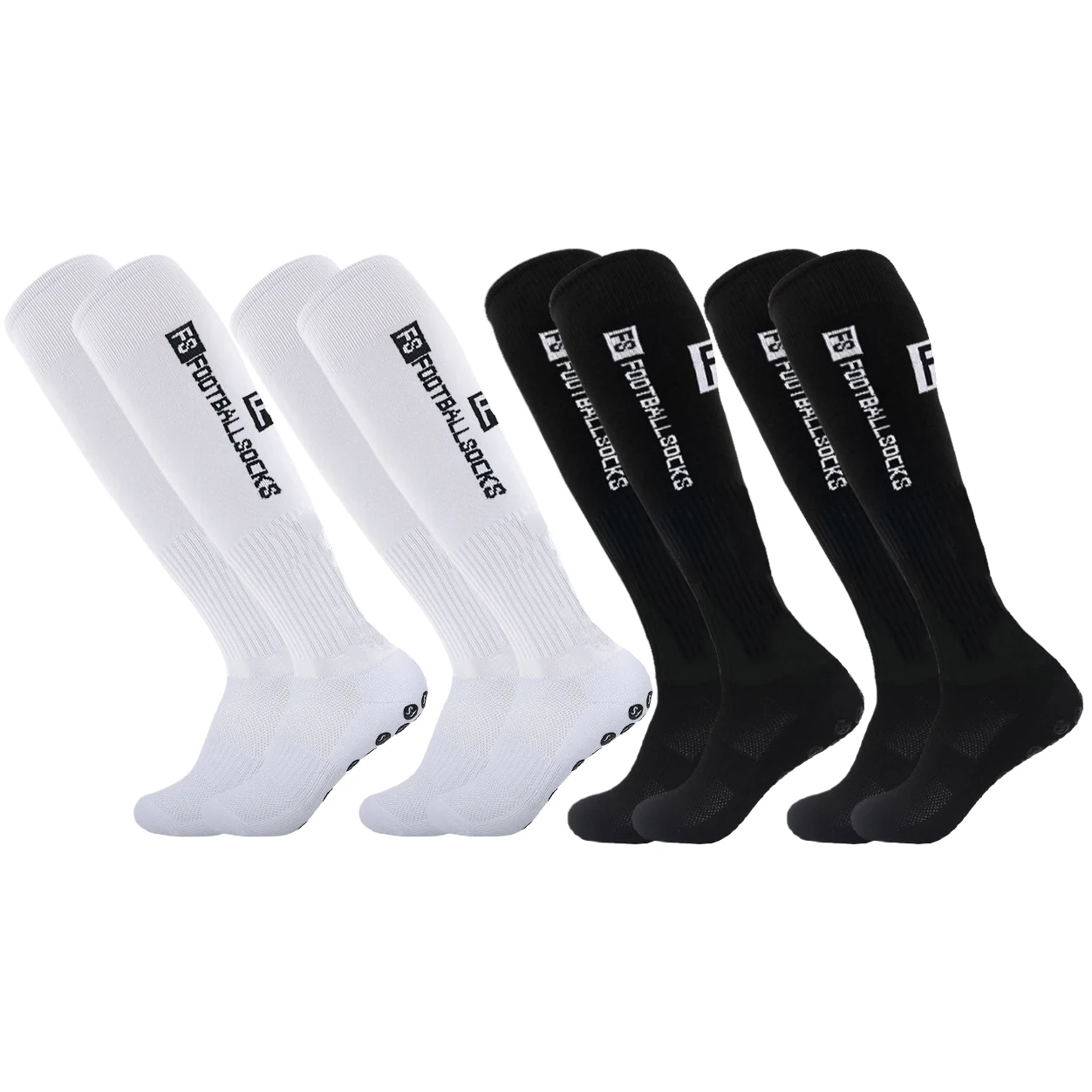 

4Pair Knee high Long Men Women Non Slip Grip Socks Sports Football Basketball Baseball Rugby Soccer Cycling Running